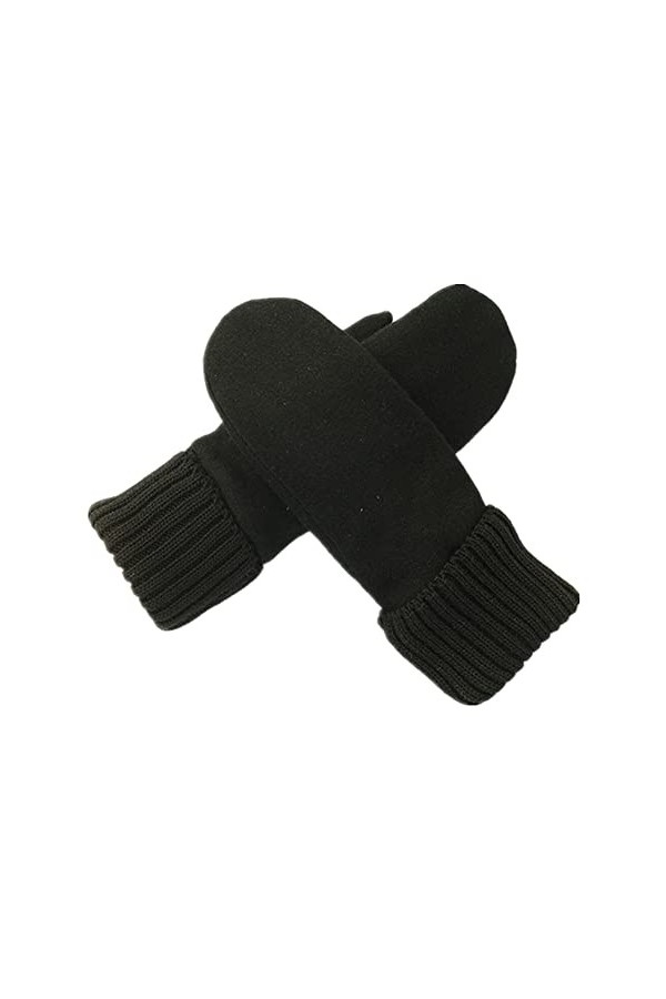 AHDMR Moufles Hiver Femmes Gants Thermiques en Cachemire Tricotés Doux Mitaines à Doigts Complets Epais Doublure en Laine Gan