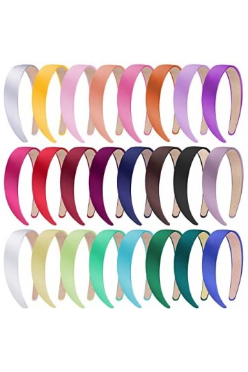 SIQUK 24 Pièces Serre-tête Satin 1 Pouce Large Serre Tete pour les Femmes Fille, 24 Couleurs