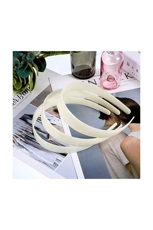 Blanc Bandeaux en Plastique Artisanat 1 Pouce Plaine sans Dents DIY Bandeaux de Cheveux Plain Bandeaux 20 Pièces 