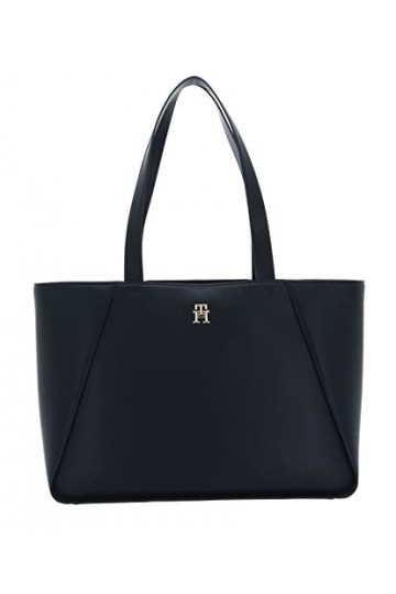 Tommy Hilfiger Cabas Femme Sac TH Casual Tote Poches Intérieures, Bleu Space Blue , Taille Unique