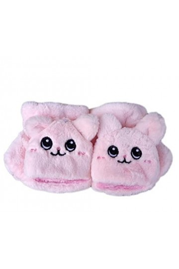 ITSGO Gants en peluche chat mignon avec rabat demi-doigt chaud et épais pour étudiant clavier gants femme hiver taille libre 