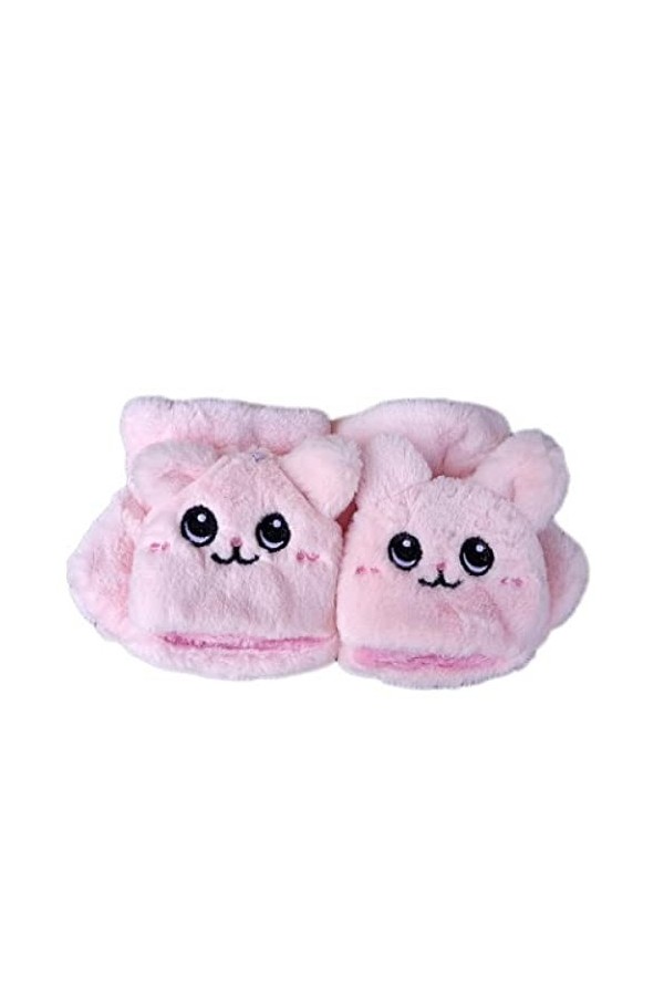 ITSGO Gants en peluche chat mignon avec rabat demi-doigt chaud et épais pour étudiant clavier gants femme hiver taille libre 