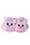 ITSGO Gants en peluche chat mignon avec rabat demi-doigt chaud et épais pour étudiant clavier gants femme hiver taille libre 