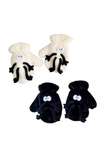 JHIALG Gants dhiver chauds tricotés en 3D pour poupée tenant la main - Gants dhiver en velours fantaisie pour couple - Pour