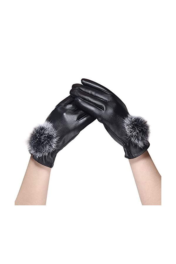 Gants déquitation en cuir synthétique épais pour femme - Coupe-vent - Pour lhiver et la course à pied, a, taille unique