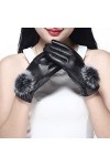 Gants déquitation en cuir synthétique épais pour femme - Coupe-vent - Pour lhiver et la course à pied, a, taille unique
