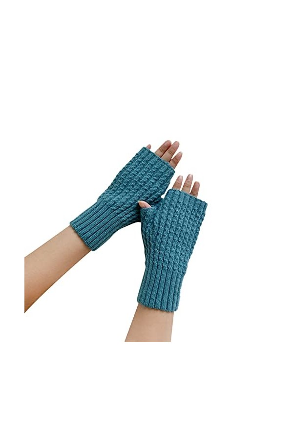 Mitaines dhiver tricotées sans doigts - Gants dhiver en tricot - Gants dhiver chauds - Pour filles - Pour femme - Extensib