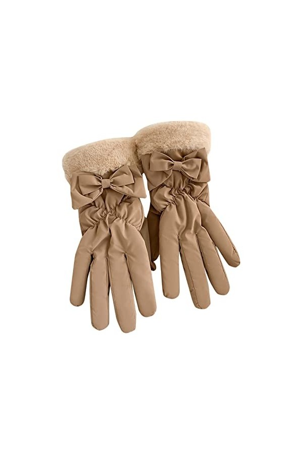 JIYAYUIX Gants dhiver pour femme épais et mignons, chauds et coupe-vent, gants de cyclisme pour femme, gris, taille unique