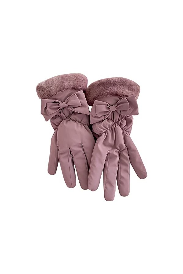 JIYAYUIX Gants dhiver pour femme épais et mignons, chauds et coupe-vent, gants de cyclisme pour femme, gris, taille unique