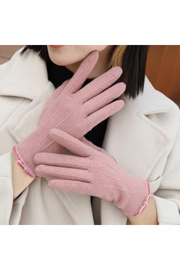 SIQITECH Gants Tricotés dhiver Fille Gants Femme Hiver Chaud Tactile Gants Thermiques Doublés en Fausse Laine Epais Mitaines