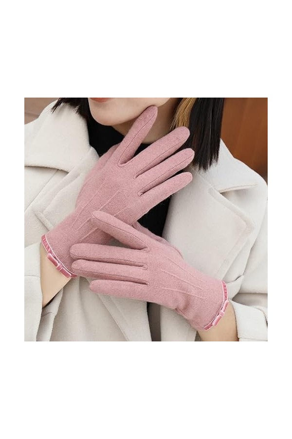 SIQITECH Gants Tricotés dhiver Fille Gants Femme Hiver Chaud Tactile Gants Thermiques Doublés en Fausse Laine Epais Mitaines