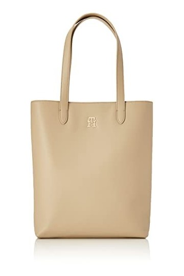 Tommy Hilfiger Cabas Femme Sac TH Casual Slim Tote Ns Poches Intérieures, Beige Beige , Taille Unique