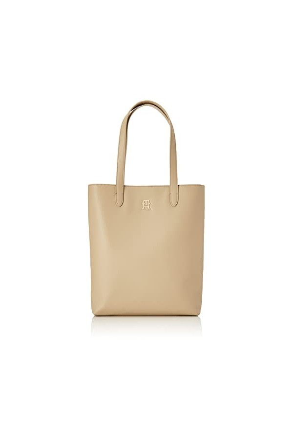 Tommy Hilfiger Cabas Femme Sac TH Casual Slim Tote Ns Poches Intérieures, Beige Beige , Taille Unique