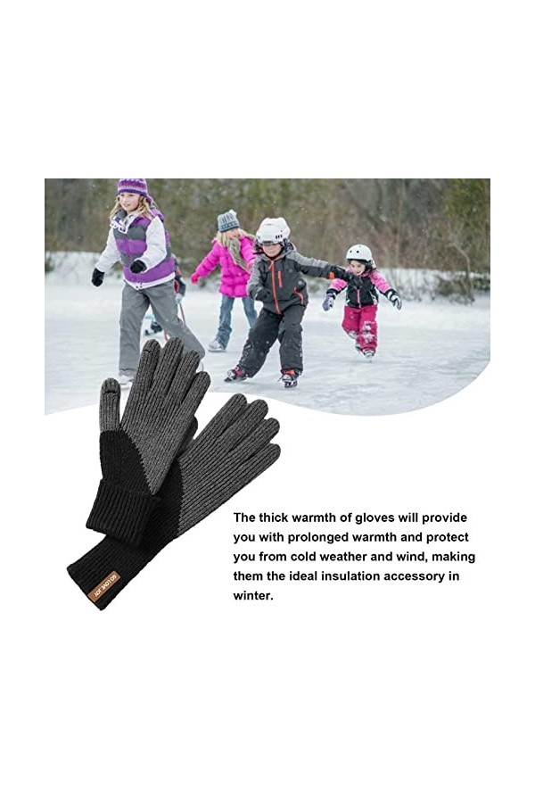 Gants pour femme par temps froid | Gants en tricot extensibles et chauds – Moufles dhiver fendues avec design décran tactil