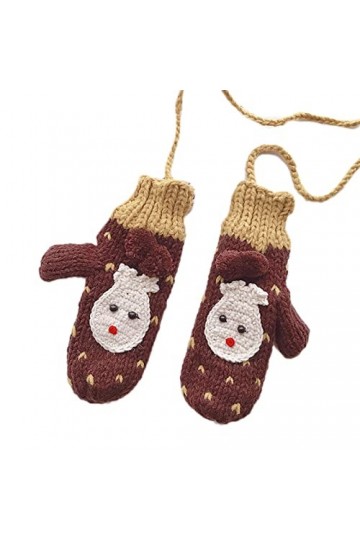 KieTeiiK Gants, mignons moufles doublées en polaire avec motif délan de Noël, gants tricotés avec doublure de corde, mitaine