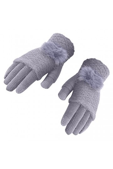 Gants thermiques pour femmes avec doublure en polaire chaude et poignets élastiques, gants dhiver en tricot chaud et doublés