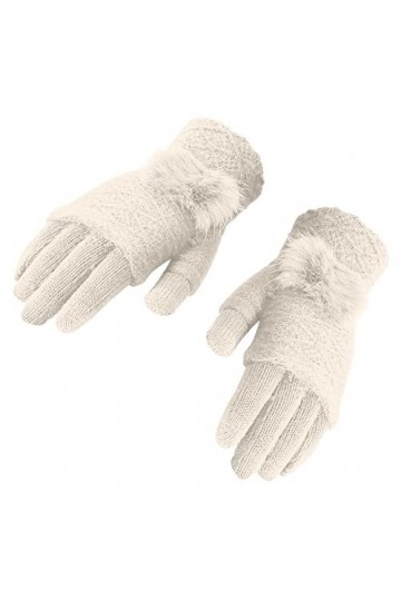 Gants thermiques pour femmes avec doublure en polaire chaude et poignets élastiques, gants dhiver en tricot chaud et doublés