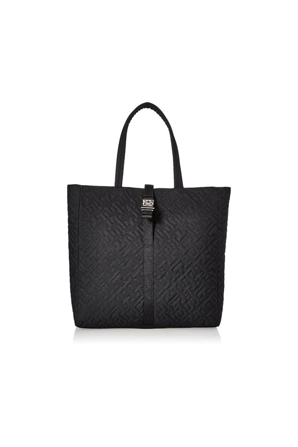 Tommy Hilfiger Cabas Femme Sac TH Flow Tote Poches Intérieures, Noir Black , Taille Unique