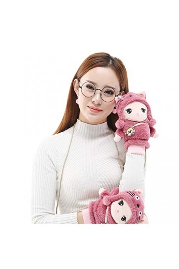 KieTeiiK Gants, gants en peluche chinchilla de dessin animé avec doublure épaisse, moufles chaudes