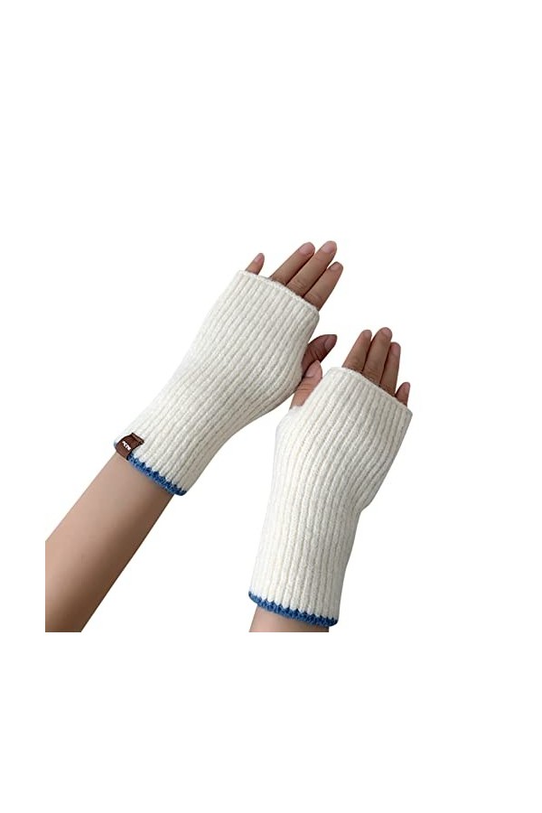 Keepwin Gants dautomne et dhiver en laine tricotée bicolore, avec poche D, taille unique , D, taille unique