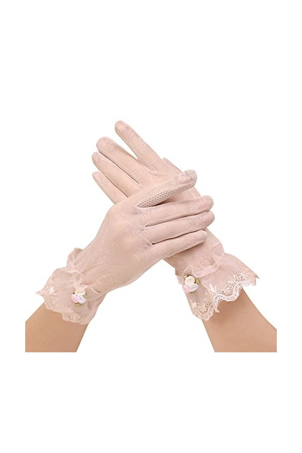 NANGYANG Femmes Moufles Douces Femmes Sexy Black Dot Short Lace Lace Respirant Riding Sunscreen Gants De Mariage C, One Size