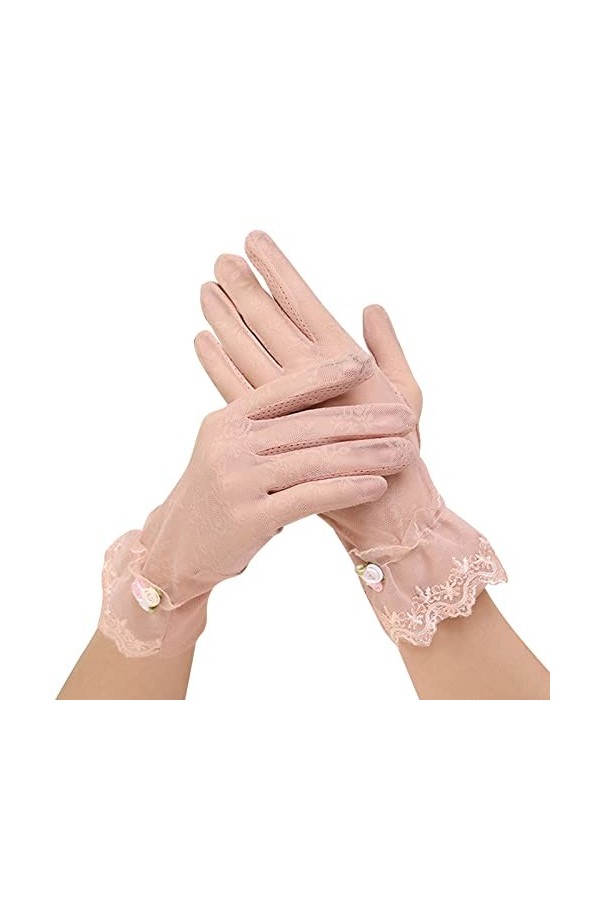 NANGYANG Femmes Moufles Douces Femmes Sexy Black Dot Short Lace Lace Respirant Riding Sunscreen Gants De Mariage C, One Size