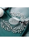 Yean Bandeau pour cheveux de mariage avec vigne argentée et strass pour mariée et demoiselle dhonneur argenté 