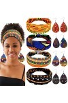 4 Paires Boucles dOreilles Africaines en Faux Cuir 4 Pièces Bandeaux Africains, Boucles dOreilles de Larme Bandes de Cheveu