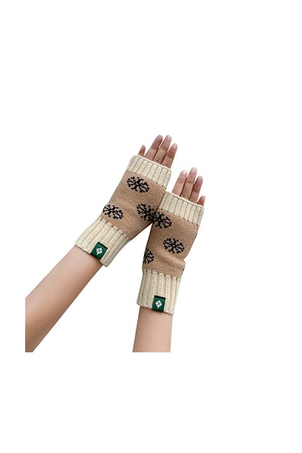 Keepwin Mitaines chaudes en tricot pour femme - Motif flocon de neige - Automne et hiver, BK2., taille unique