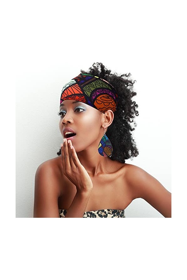 4 Paires Boucles dOreilles Africaines en Faux Cuir 4 Pièces Bandeaux Africains, Boucles dOreilles de Larme Bandes de Cheveu