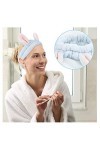 Luxspire Bandeau de Cheveux [2 PCS], Bandeaux de Maquillage en Peluche pour Femme, Bande de Cheveux avec Oreilles de Lapin, S