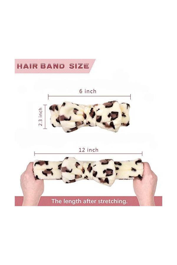 Huianer Lot de 6 bandeaux élastiques en polaire avec nœud papillon pour femme