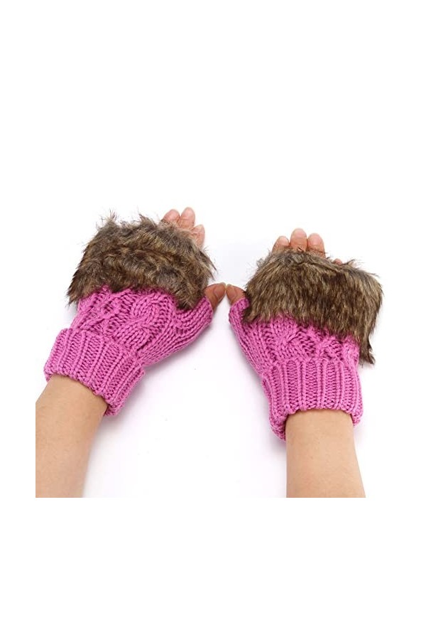 Gants dhiver chauds pour femme - Mitaines en tricot pour temps froid violet, taille unique 