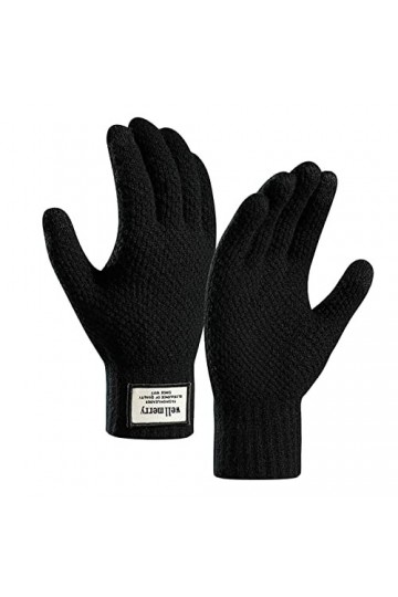 Gants dhiver pour femme - Gants chauds en tricot - Poignets élastiques - Gants dhiver pour homme - Mitaines noir, taille u
