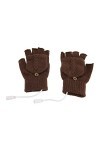 Gants sans Doigts Chauffants USB, Automne Hiver Tricotés Chauds Gants électriques USB Double Face pour Femmes Enfants Brun 