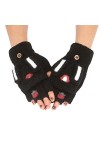Gants dhiver chauds en tricot avec poignets élastiques et doublure chaude pour femme, Noir , taille unique