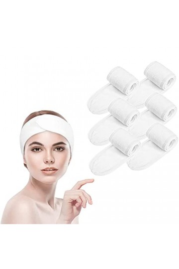 BangShou 6 Pcs Bandeau Maquillage Femme,Bandeau Cheveux pour Soin Visage, Bandeaux de Bain Esthetique, Spa Headband, Réglable