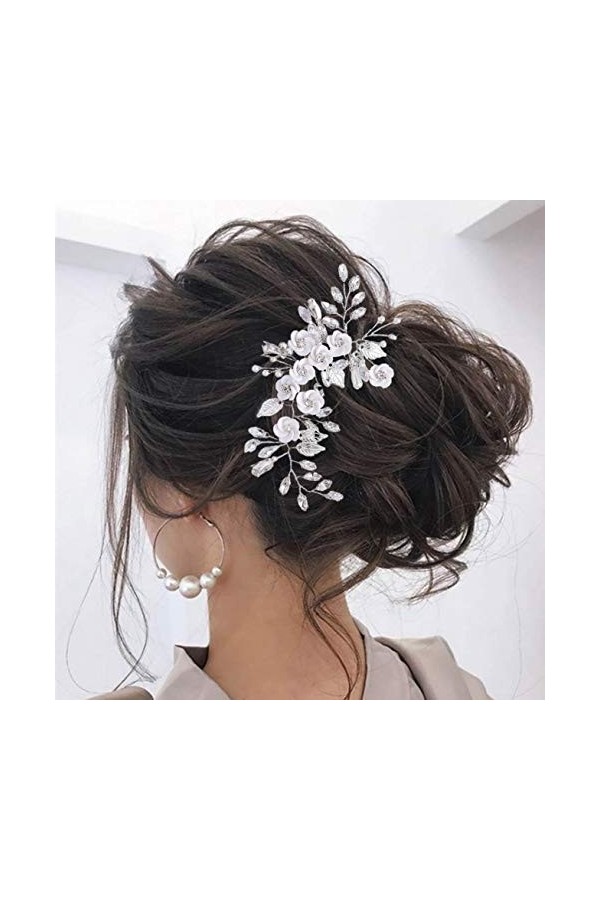 Unicra accessoires de cheveux de mariage femme broche cheveux strass mariage accessoire cheveux court mariage pour demoiselle