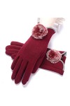 LUOXUEFEI Gants Hiver Femmes Boule De Poils Dentelle Chaud Écran Tactile Gant Femme Coton Tricot en Peluche À LIntérieur De 