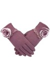 LUOXUEFEI Gants Hiver Femmes Boule De Poils Dentelle Chaud Écran Tactile Gant Femme Coton Tricot en Peluche À LIntérieur De 