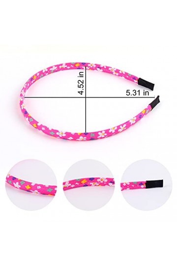 Serre-tête Enfant Fille Fleurs, Candygirl 12 Pièces 1CM Serre Tete Floral en Coton Bandeaux Multicolores en Polyester Cheveux