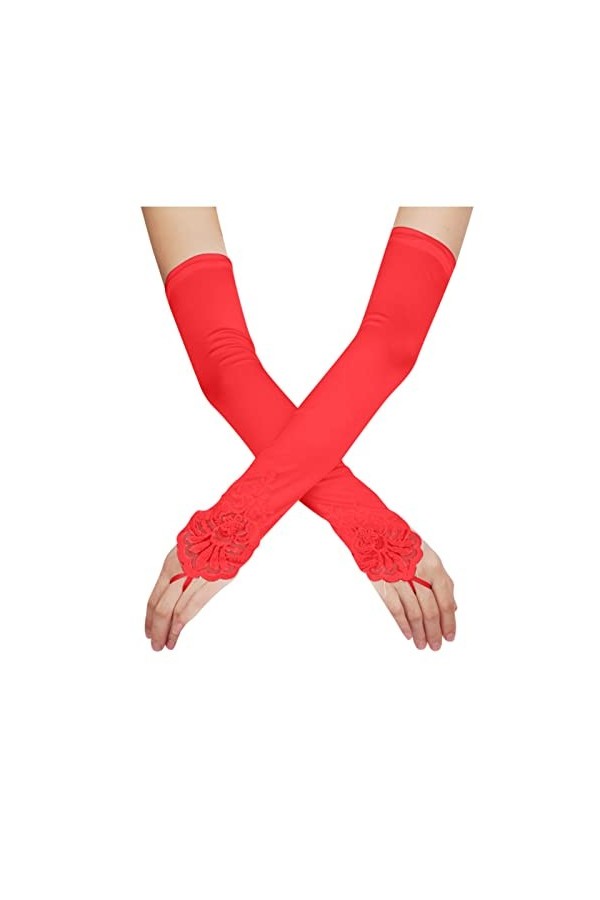 Gants percés longueur de soirée pour femme - Mitaines - Coude extensibles - Longs gants dopéra pour fête des années 1920 - G