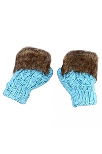 Gants dhiver chauds pour femme - Mitaines tricotées pour temps froid bleu ciel, taille unique 