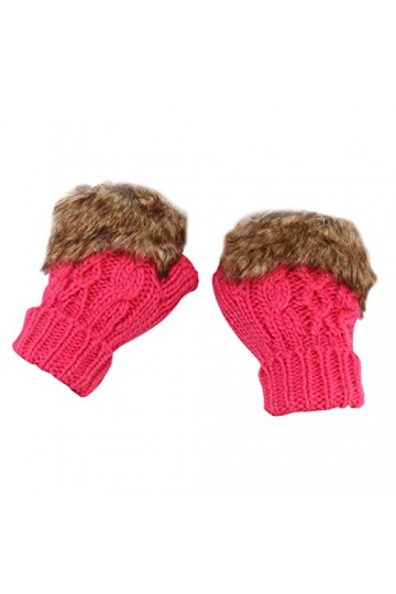 Gants dhiver chauds pour femme - Mitaines tricotées pour temps froid rose vif, taille unique 