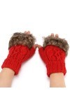 Gants dhiver chauds en cuir pour femme, Rouge, taille unique