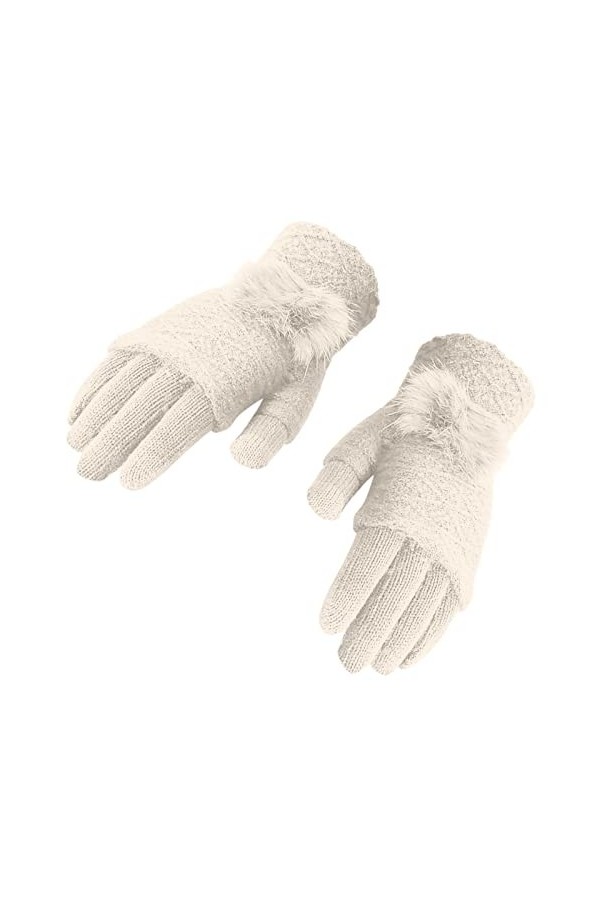 Gants thermiques pour femme - Gants dhiver chauds avec doublure en polaire - Poignets élastiques - Gants doublés chauds - Mi