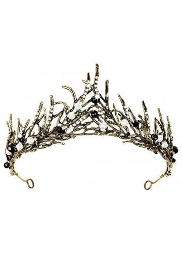 Tocess Diadème de princesse baroque vintage pour femme fille strass royaux perles de perles de mode pour costume de fête, bal