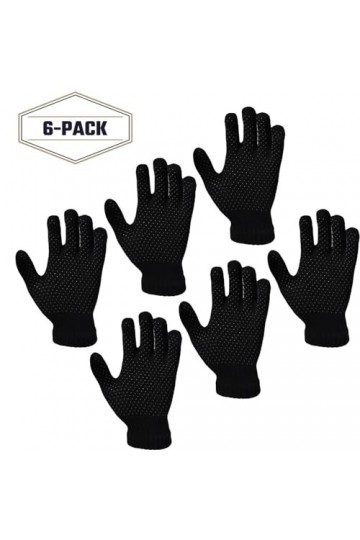 True Face Gants magiques pour homme et femme - Stretch - Chauds et doux - Coupe régulière, Noir - Lot de 6 O1163, taille uniq