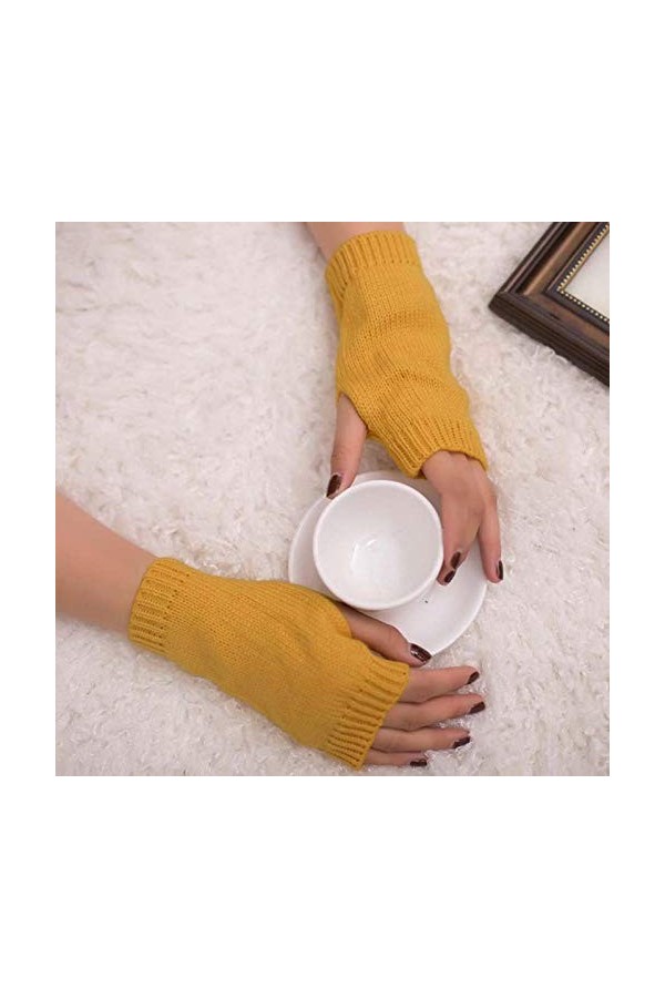 Briskorry Gants dhiver tricotés poignet gants cosplay manches manches pour femmes noir longs gants dhiver unisexes pour mou