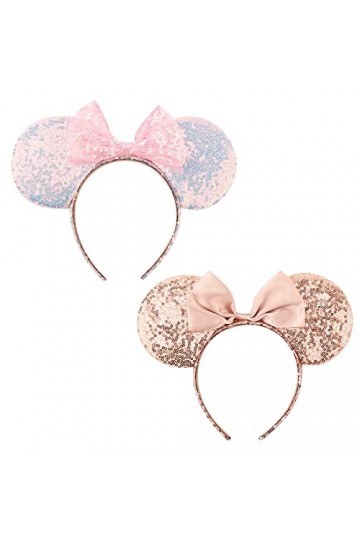 DRESHOW Oreilles de Souris Arc Bandeaux Paillettes Décoration de Fête Cosplay Costume pour Filles et Femmes